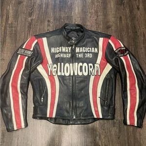 Vintage VANSON Yellow Corn Leather Motorcycle Riders Jacket Size M (Japan LL)